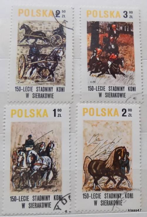 Poland - 1980 - Sierakov horse stud farm,150th anniv. - 4 Cancelled hinged stamps