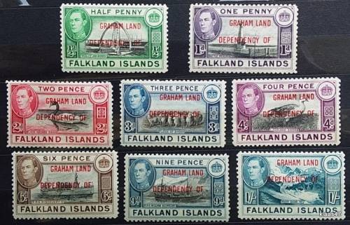 Falkland Islands - 1944 - GVI Pictorial set - Overprint: Graham Land - Set of 8 Unused Hinged stamps