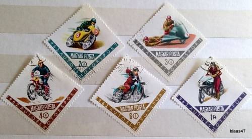 Hungary - 1962 -  Motorcycles - 5 Cancelled Hinged stamps
