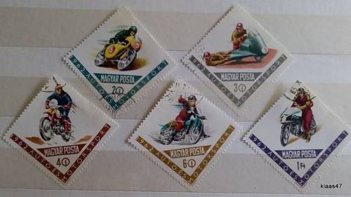 Hungary - 1962 -  Motorcycles - 5 Cancelled Hinged stamps