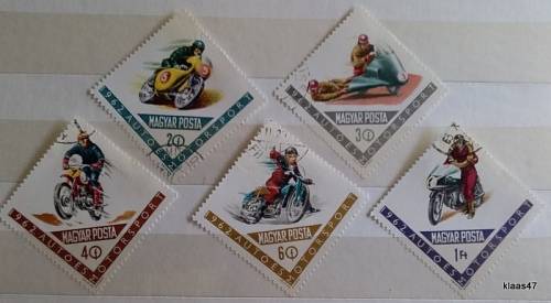 Hungary - 1962 -  Motorcycles - 5 Cancelled Hinged stamps