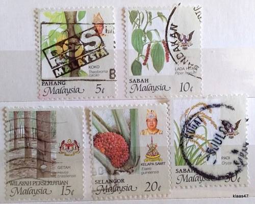 Malaysia - 1986 - Agro-Based Products - 5 Used stamps