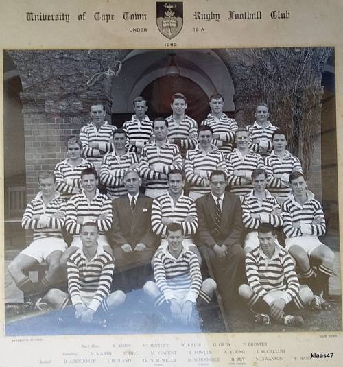 University of Cape Town - 1962 - Under 19A Rugby Football Club - Photograph - Framed size 47x37cm