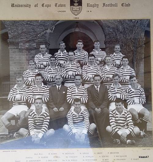 University of Cape Town - 1962 - Under 19A Rugby Football Club - Photograph - Framed size 47x37cm