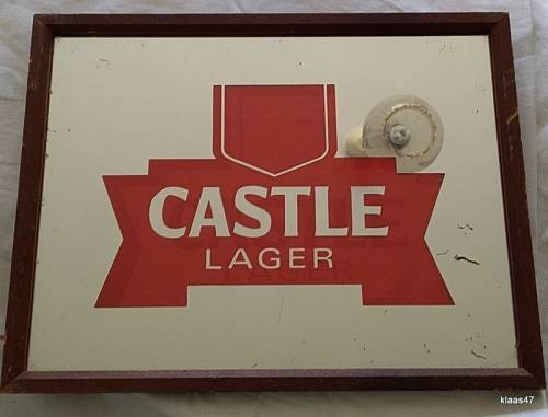Vintage Castle Lager Bar Mirror Sign - 32.5x24.6cm