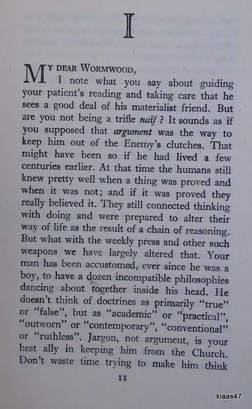 The Screwtape Letters - C S Lewis - Hardcover Reprint September 1946