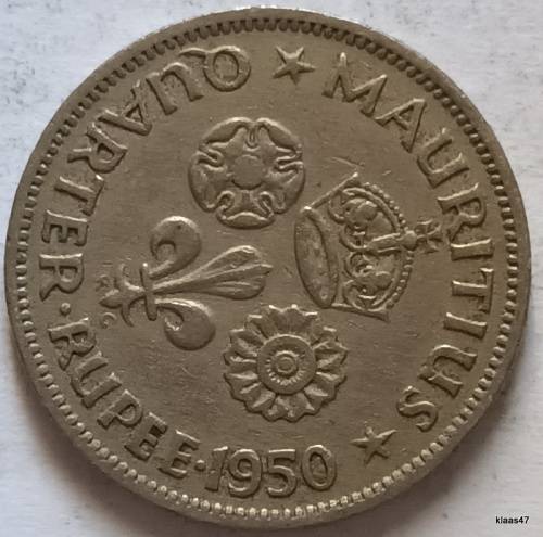 Mauritius - 1950 - George VI - Quarter Rupee - Copper-Nickel