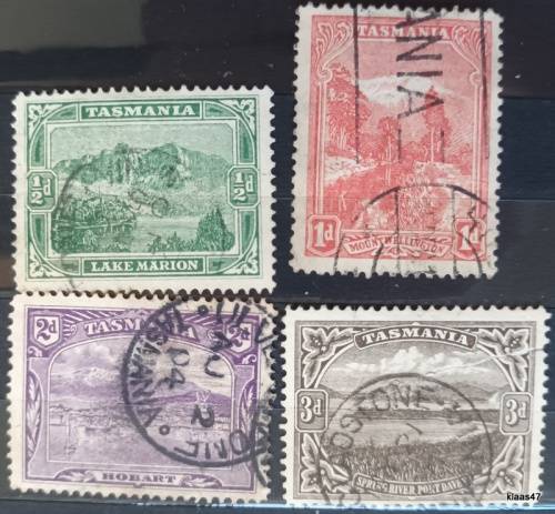 Tasmania - 1899 - Landscapes - 4 Used Hinged stamps