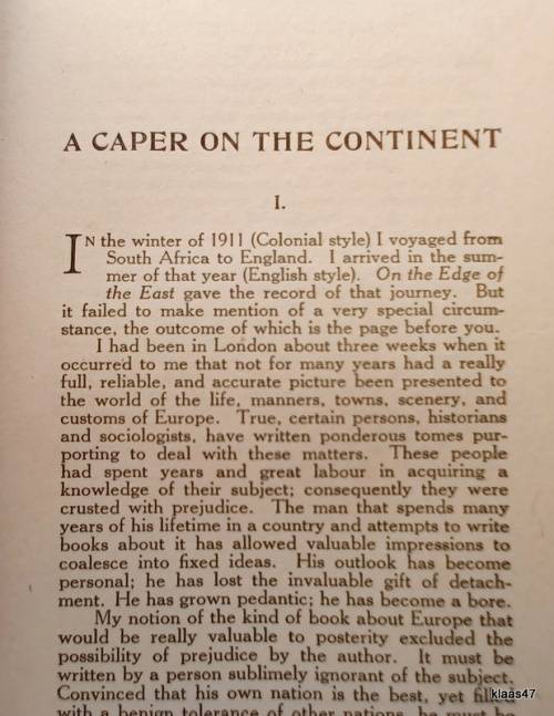 A Caper on the Continent - F Horace Rose - Hardcover 1913 Second Edition