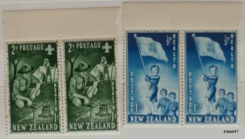 New Zealand - 1953 - Health Issue - Girl Guides/Boy Scouts - Set of 2 Pairs Unused stamps