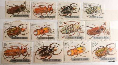 Burundi - 1970 - Beetles/Insects - 6 Large and 6 Small format stamps - All cancelled Hinged