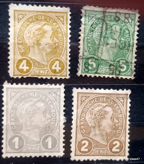Luxembourg 1895 Grand Duke Adolphe 4 Used Hinged Stamps