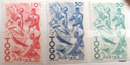 French Togo - 1947 - Palm Oil Extraction - Set of 3 Unused Hinged stamps