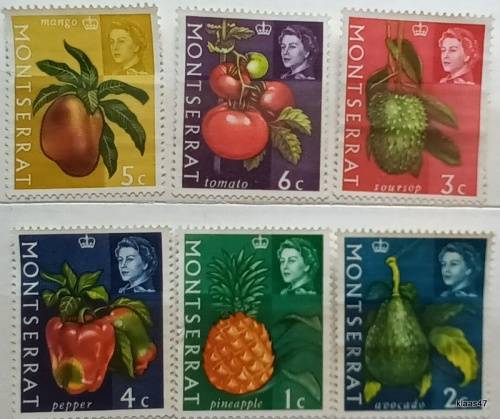 Montserrat - 1965 - Fruits and Vegetables - 6 Used stamps