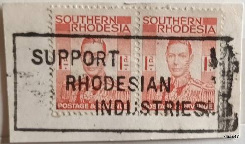 Southern Rhodesia - 1937 - George VI Pair - On paper with `Support Rhodesian Industries` Slogan