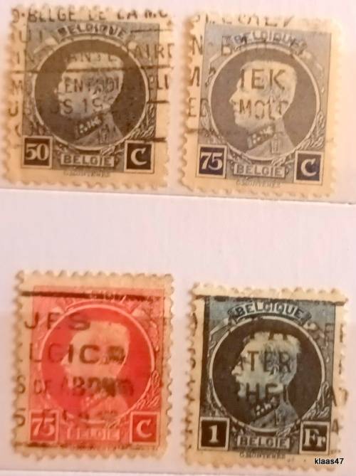 Belgium - 1921/25  - King Albert I - 4 Used stamps