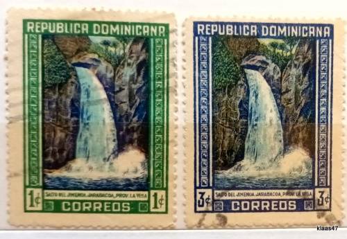 Dominican Republlc - 1946 - Waterfall - 2 Used Hinged stamps