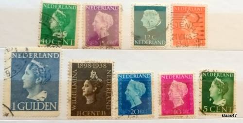 Netherlands - Queen Juliana - Mixed Lot of 9 Used stamps