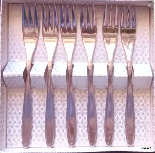 Set of 6 Cake Forks Chromolit Portugal Stainless Steel