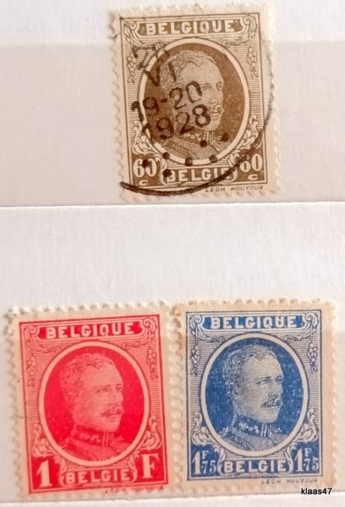 Belgium - 1927 - King Albert I - 3 Used Hinged stamps