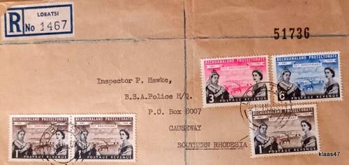 Registered Letter - Posted Bechuanland to Southern Rhodesia - 1960