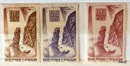 St. Pierre Et Miquelon - 1947 - Soldier`s Bay - Set of 3 Unused stamps