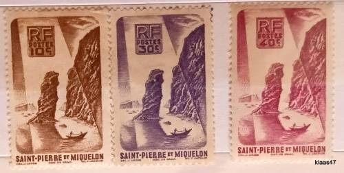 St. Pierre Et Miquelon - 1947 - Soldier`s Bay - Set of 3 Unused stamps