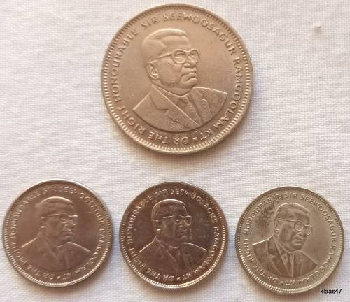 Mauritius - 1987 1 Rupee(copper-nickel), 20 cents 1987x2 and 1990x1 (Nickel plated steel)