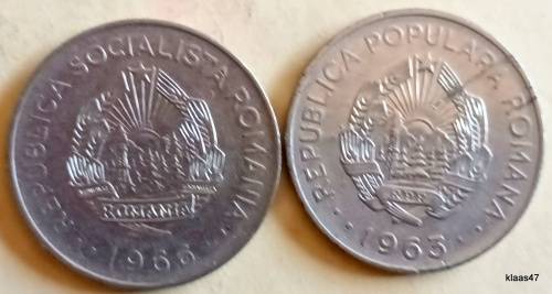 Romania - 1963 and 1966 - 1 Leu - Nickel clad steel