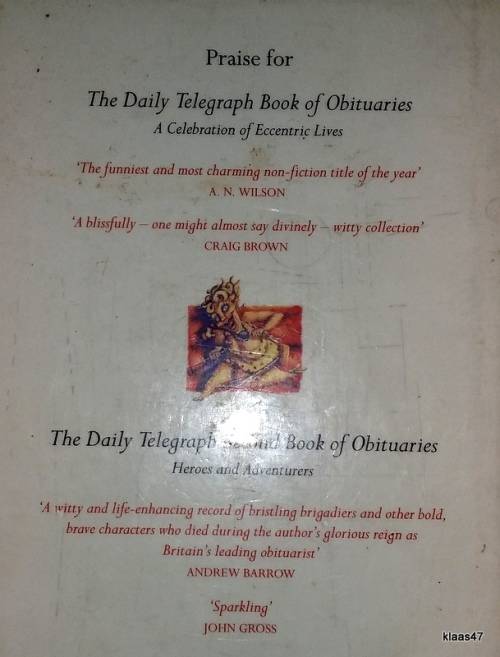 The Daily Telegraph Third Book of Obituaries - Ed: Hugh Massingberd - Hardcover (Entertainers)