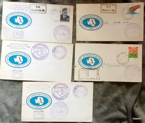 Indian Expedition to Antarctica - 1990-91 - 5 Envelopes with various cancellations (3 Postally used)