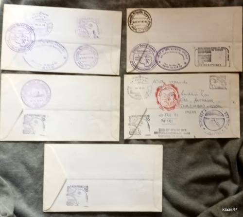 Indian Expedition to Antarctica - 1990-91 - 5 Envelopes with various cancellations (3 Postally used)