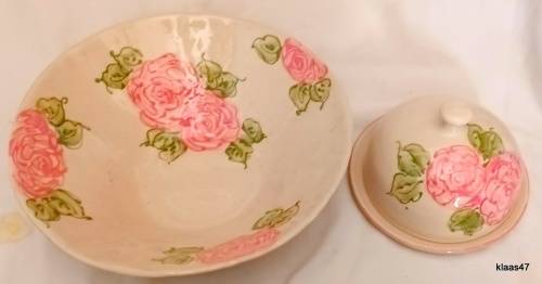 Di Marshall Wonki Ware South Africa Matching Salad Bowl and Lidded Butter/cheese dish