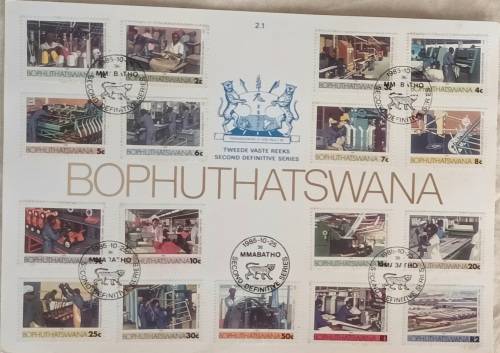 Bophuthatswana - 1985 - Second Definitive - Set of 17 stamps on FD Folder 2.1