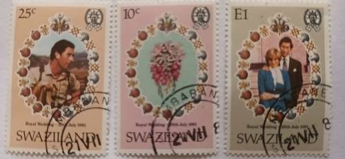 Swaziland - 1981 - Royal Wedding - Set of 3 Cancelled stamps