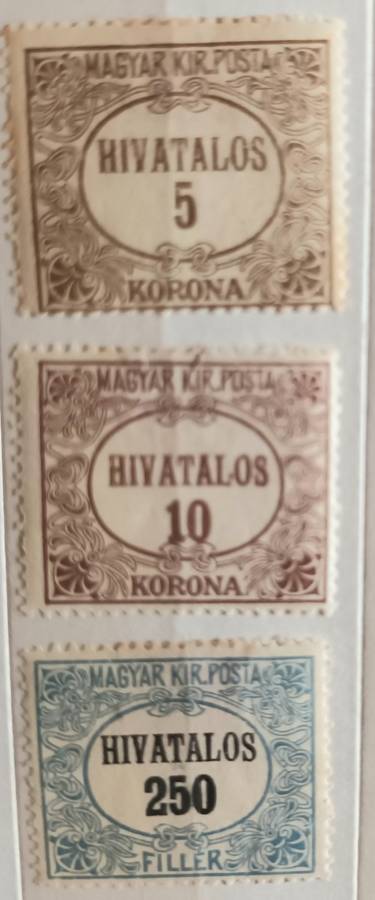 Hungary - 1921 - On service - 3 Unused Hinged stamps