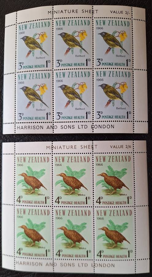New Zealand 1966 Health Set of 2 Unused Hinged Miniature Sheets