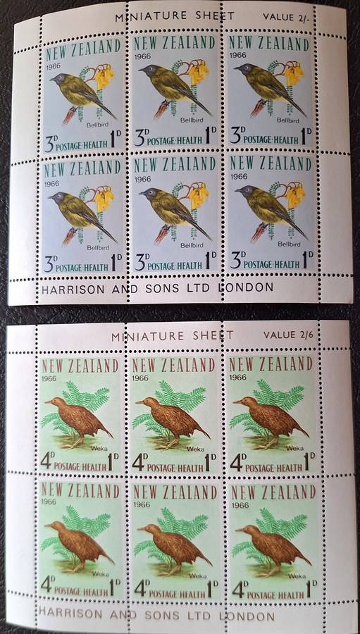 New Zealand 1966 Health Set of 2 Unused Hinged Miniature Sheets