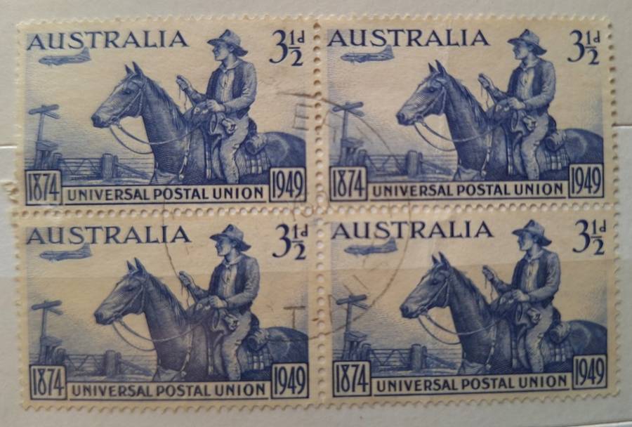 Australia 1949 UPU Block of 4 Used stamps