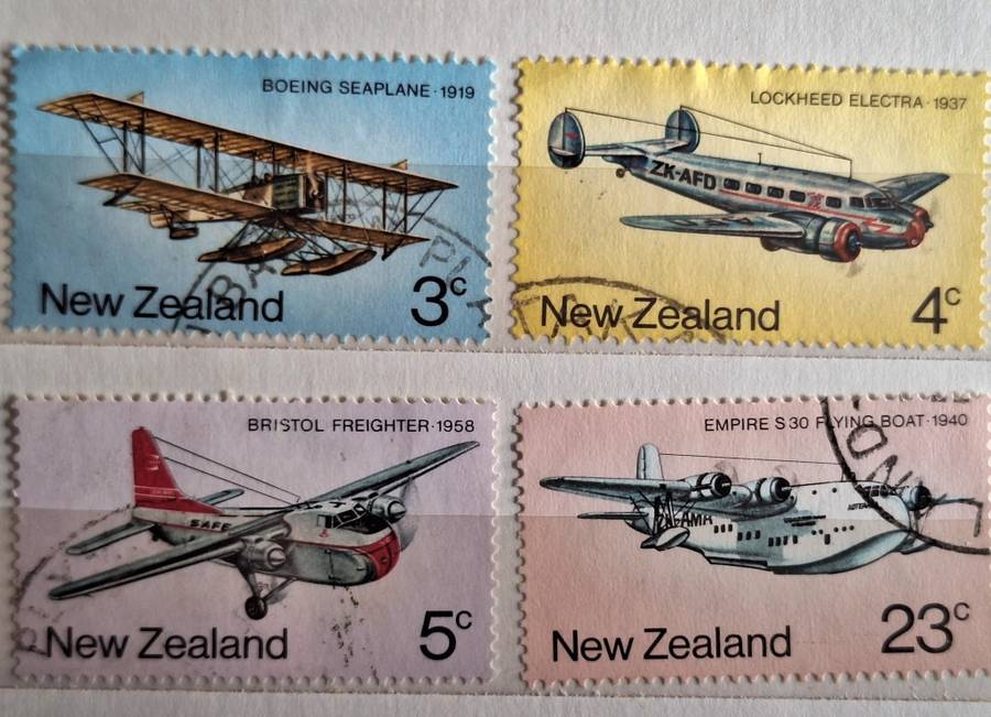 New Zealand 1974 Air Transport Set of 4 Used Hinged Stamps