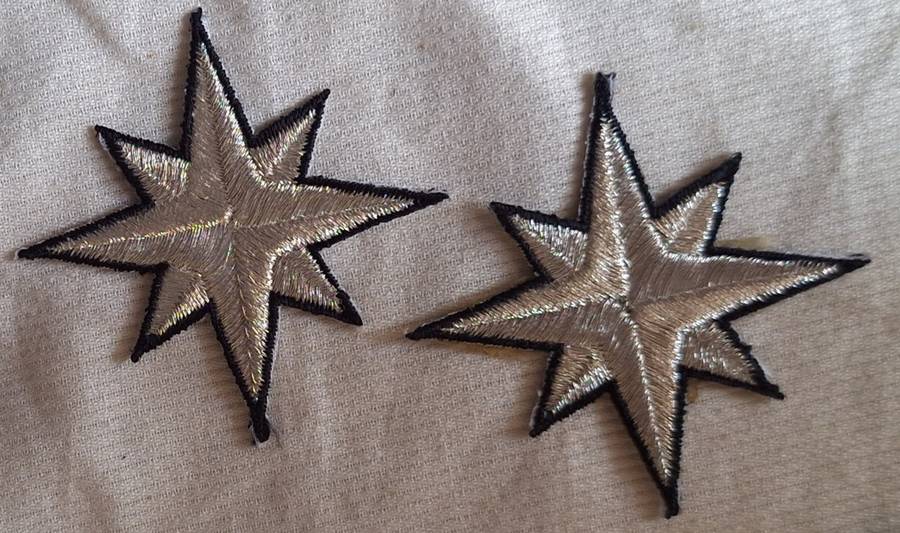 Embroidered Motif Silver with Black Edge 2 Stars