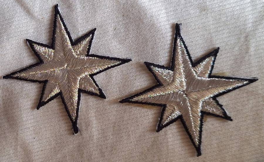 Embroidered Motif Silver with Black Edge 2 Stars