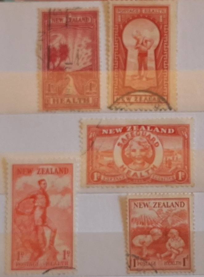 New Zealand 1933, 1935, 1936,1937 and 1938 Health Issues 5 Used stamps