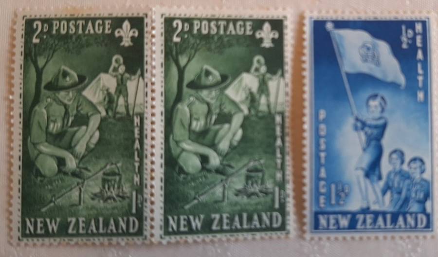 New Zealand 1953 Health Issue Girl Guides/Boy Scouts Set of 2 Unused Hinged stamps