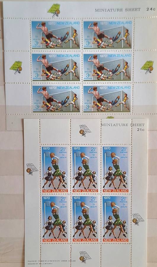 New Zealand 1970 Health Issue Set of 2 Unused Hinged Miniature Sheets