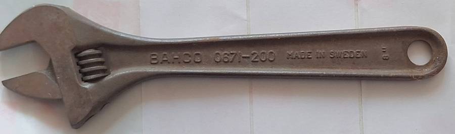 Vintage Bahco 0671-200 8" Shifting Spanner Made in Sweden