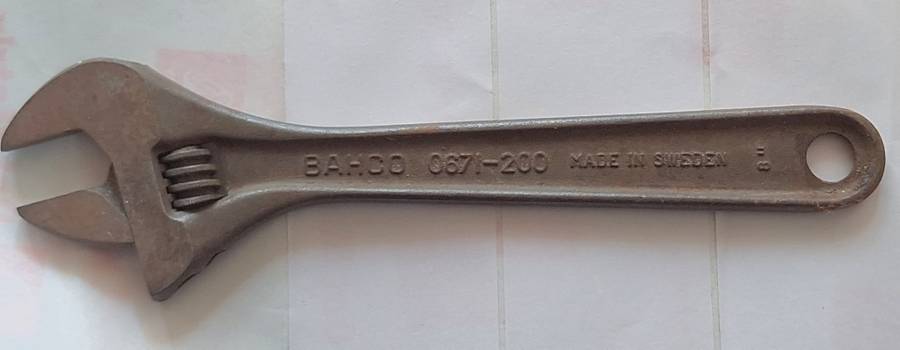 Vintage Bahco 0671-200 8" Shifting Spanner Made in Sweden