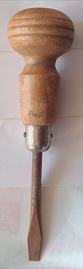 Vintage Wooden Handle Flat Head Screwdriver 1983 Vessel