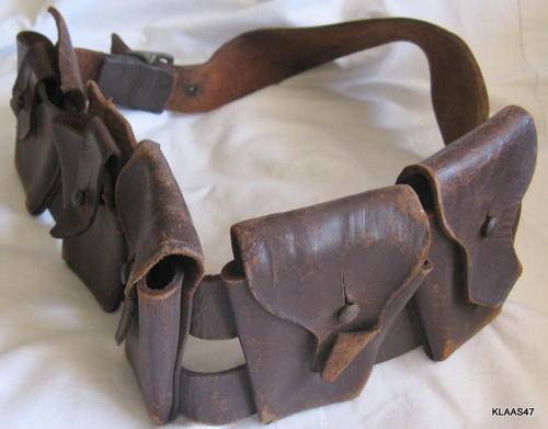 WW1 : BRITISH ARMY : 1903 PATTERN 5 POUCH INFANTRY BANDOLIER (LEATHER)