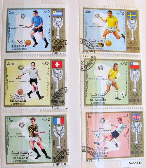 SHARJAH DEPENDENCIES : 1972 - MUNICH - FOOTBALL : SET OF 6 STAMPS : WITH CANCELLATION MARKS